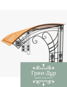 Кованый козырек для входной двери со стеклом K-010