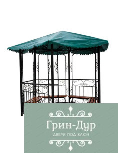 Шестигранные садовые беседки с лавочками кованые B-0006