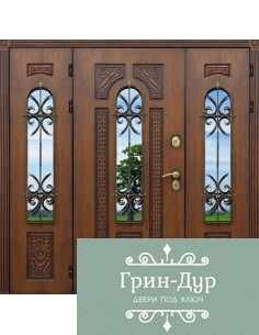 Дверь со стеклянными элементами в коттедж KT-093
