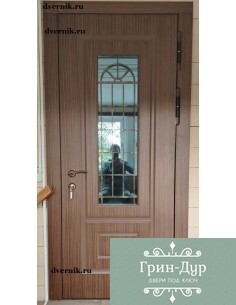 Дверь в коттедж дом со стеклом KT-0604